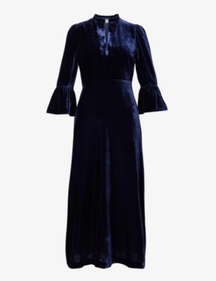 Aspiga Womens Navy Esther V-neck Woven-blend Midi Dress