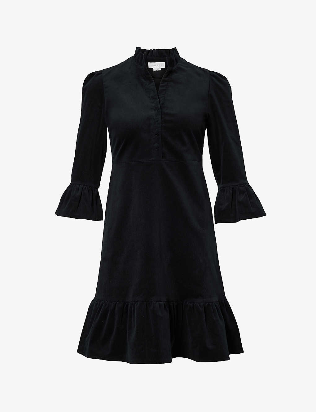 Aspiga Womens Black Percy V-neck Stretch-cotton Mini Dress