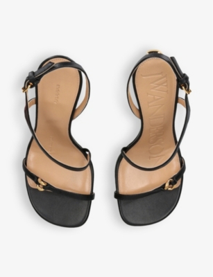 Shop Jw Anderson Women's Black Bubble Leather Heeled Sandals