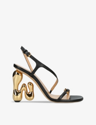 Shop Jw Anderson Womens Black Bubble Leather Heeled Sandals