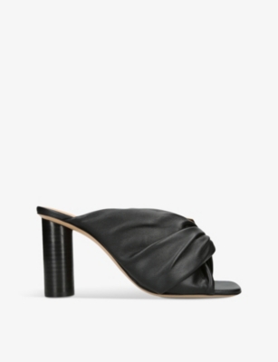 Shop Jw Anderson Women's Black Chain Twisted-strap Leather Heeled Mules