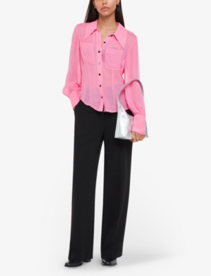 Shop Whistles Women's Pink Penelope Semi-sheer Woven Shirt