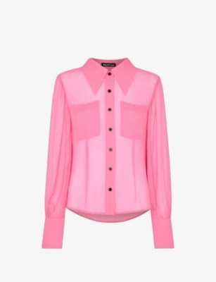 Whistles Womens Pink Penelope Semi-sheer Woven Shirt