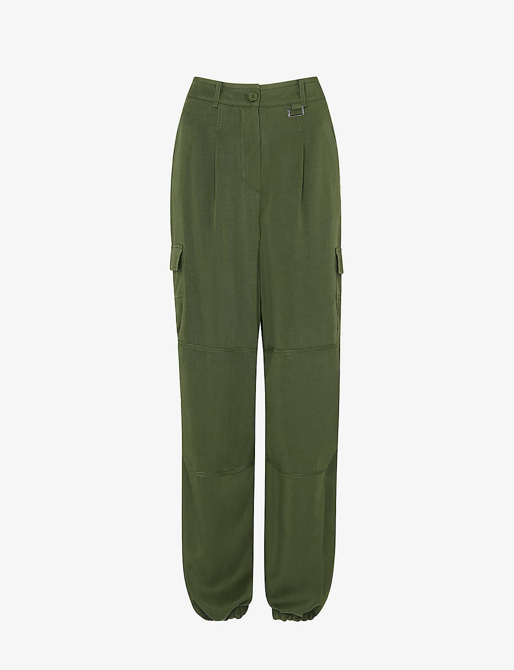 Whistles Grace Wide-leg Mid-rise Woven Cargo Trousers In Khaki/olive