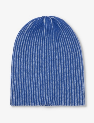 The Elder Statesman Mens Blue Jay Bluebelle Ribbed-knit Cashmere Beanie