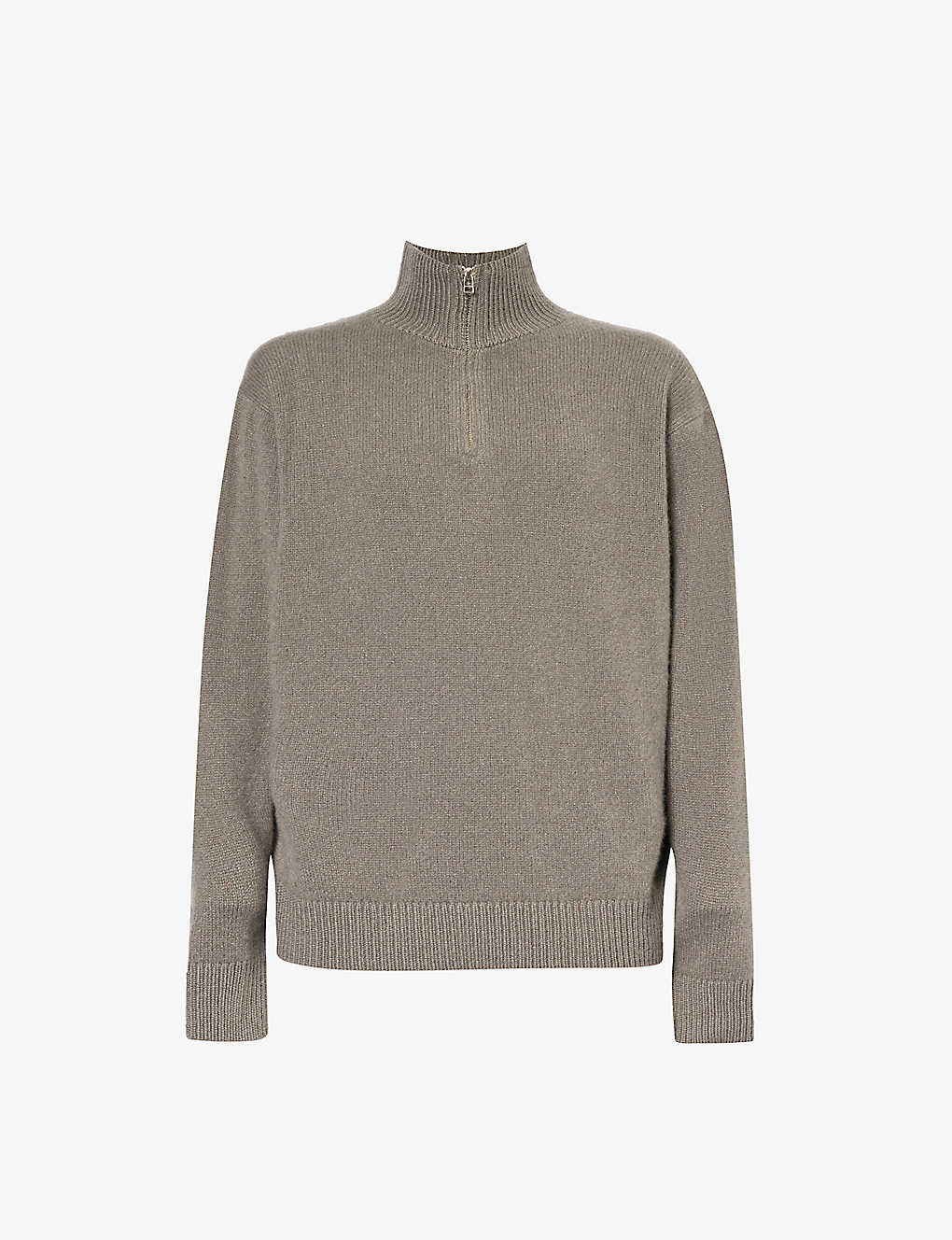 The Elder Statesman Mens Driftwood Relaxed-fit Funnel-neck Cashmere Jumper