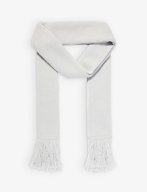 THE ELDER STATESMAN: Brand-tab fringed-trim cashmere scarf