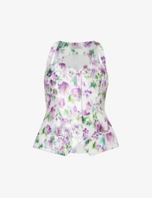 Philosophy Di Lorenzo Serafini floral-print sweetheart-neck top - Purple