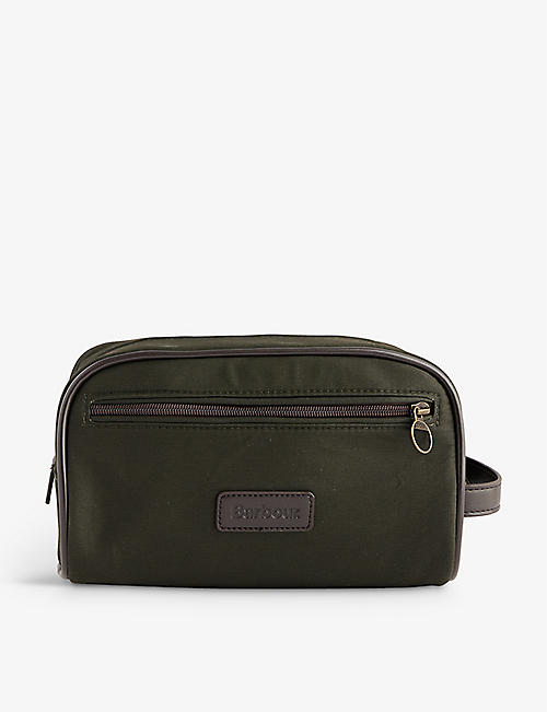 BARBOUR: Brand-patch waxed-cotton washbag