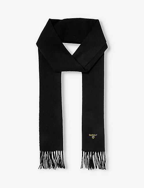 BARBOUR: Brushed-texture tasselled-trim wool scarf