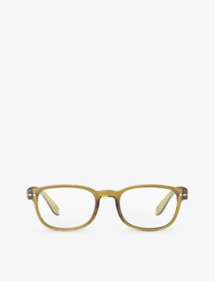 Izipizi Men's Golden Green #b Square-frame Reading Glasses In Yellow