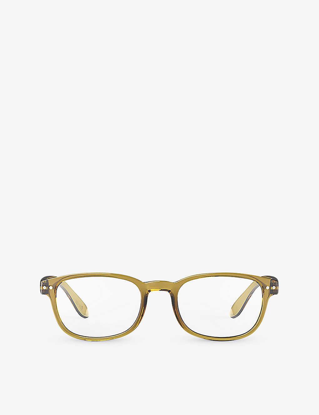 Izipizi Men's Golden Green #b Square-frame Reading Glasses In Yellow
