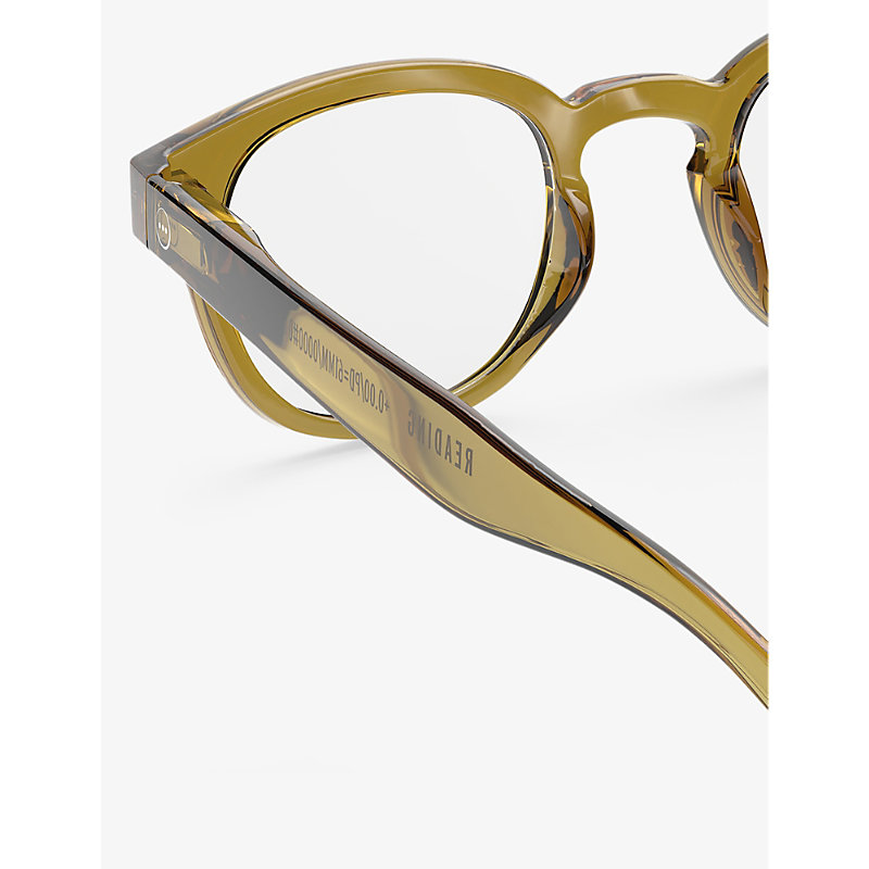 Shop Izipizi #c Round-shape Reading Glasses In Golden Green