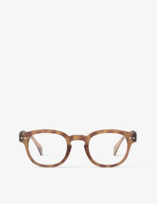 Izipizi Mens Havane #c Round-shape Reading Glasses +2 In Brown