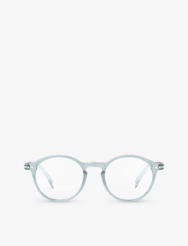 #D round-framed golden green reading glasses