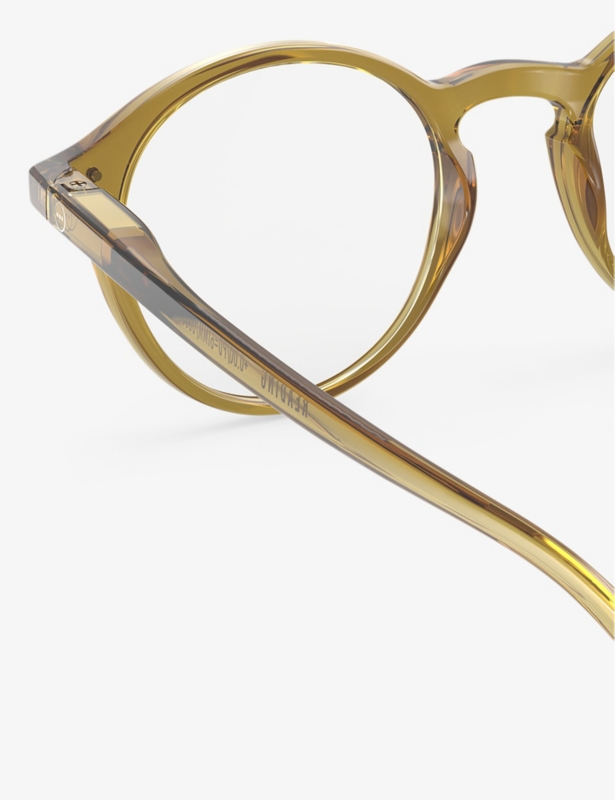 #D round-framed golden green reading glasses