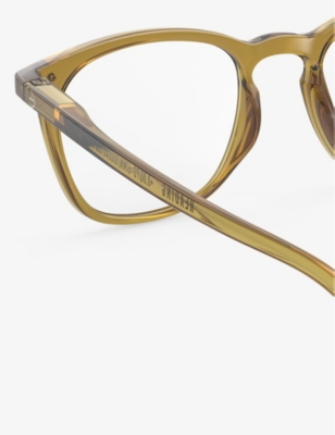 Izipizi Mens #e Square-framed Golden Green Reading Glasses In Yellow