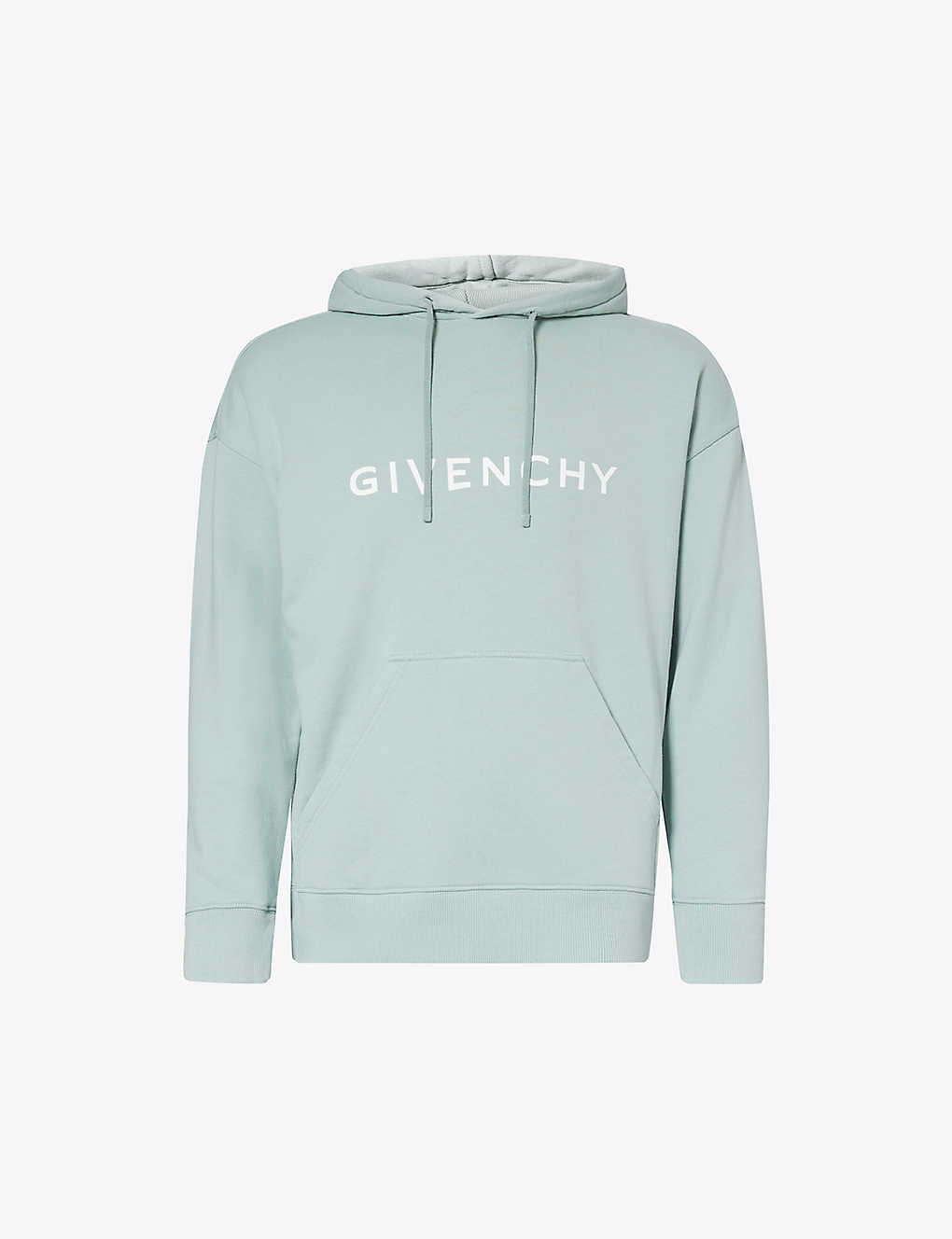 Givenchy Mens Mineral Blue Logo-print Slim-fit Cotton-jersey Hoody