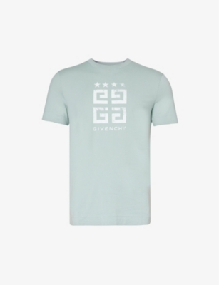 Givenchy Mens Mineral Blue 4g Star Logo-print Cotton-jersey T-shirt
