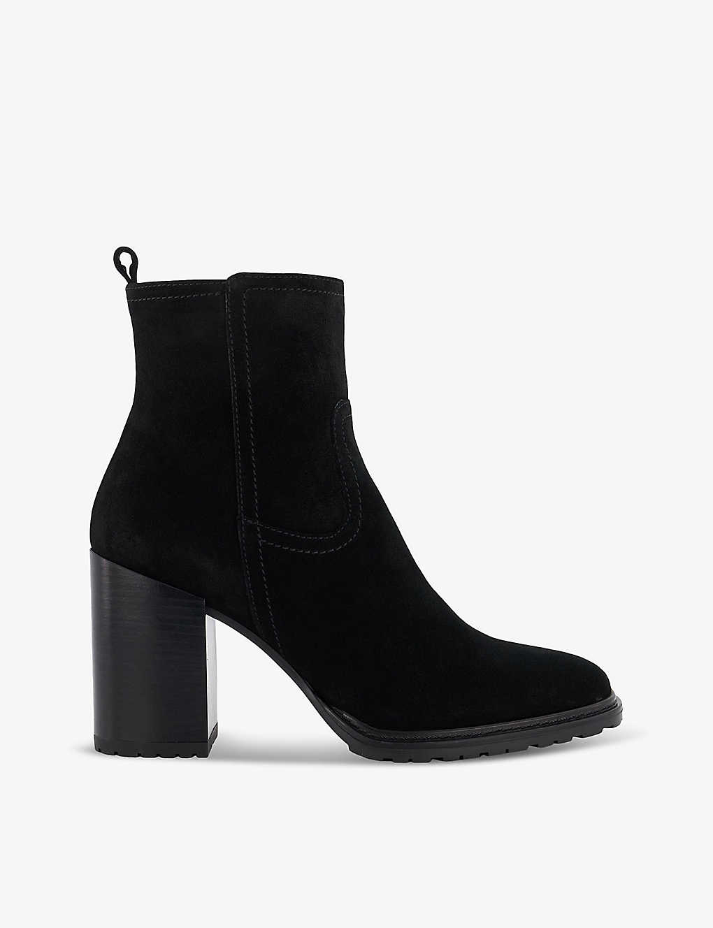 Dune Womens Black-suede Peng Suede Heeled Boots