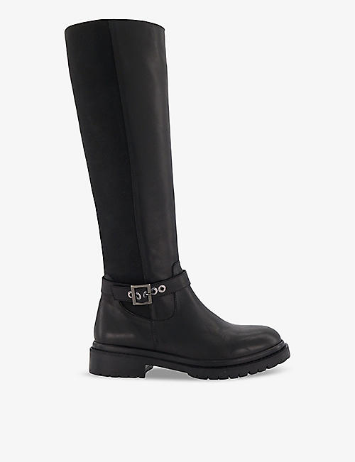 DUNE: Teller buckle-detail leather knee-high boots