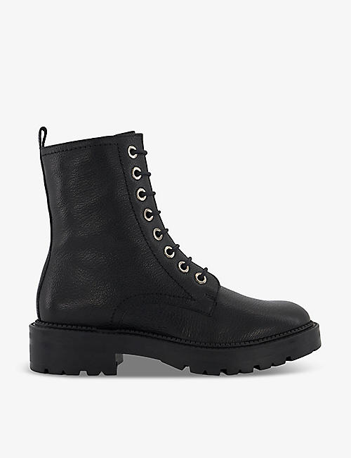 DUNE: Press cleated-sole lace-up leather ankle boots