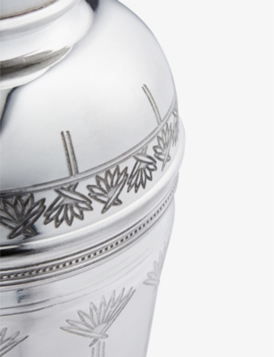 Soho Home Silver Rochester Flower-engraved Stainless-steel Cocktail Shaker 24cm In Silver