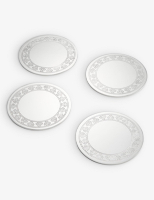 Soho Home Silver Rochester Engraved Silver-plated Coasters Set Of Four