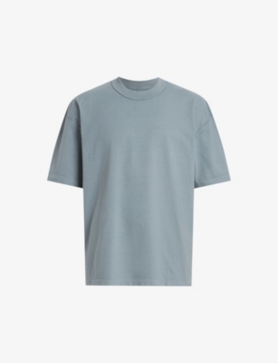 Shop Allsaints Isac Relaxed-fit Short-sleeve Organic-cotton T-shirt In Dusty Blue