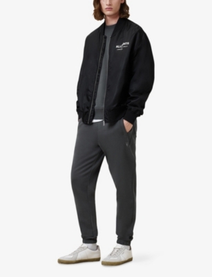 Allsaints Mens Carter Grey Raven Logo-embroidered Cuffed Cotton-jersey Jogging Bottoms Xl In Carter Grey