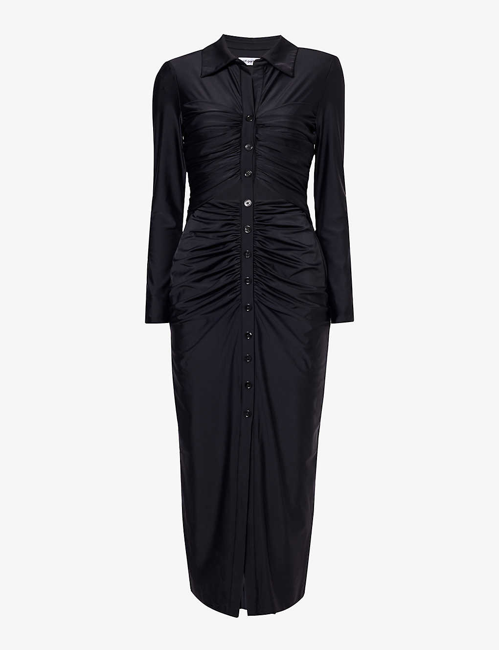 Shop Self-portrait Women's Black Ruched Cut-out Stretch-woven Midi Dress