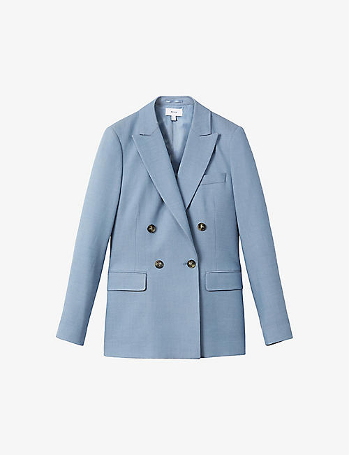 REISS: June double-breasted woven blazer