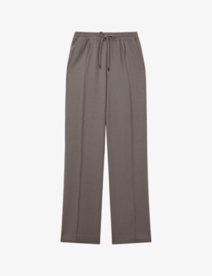 REISS: Sunnie elasticated-drawstring wide-leg mid-rise woven trousers