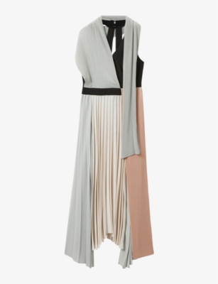 REISS: Zadie pleated woven midi dress