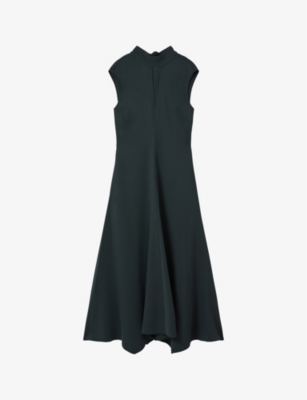 REISS: Libby asymmetric-hem stretch-jersey midi dress