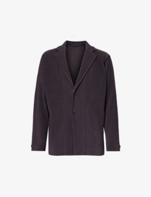 HOMME PLISSE ISSEY MIYAKE: Pleated notched-lapel regular-fit knitted blazer