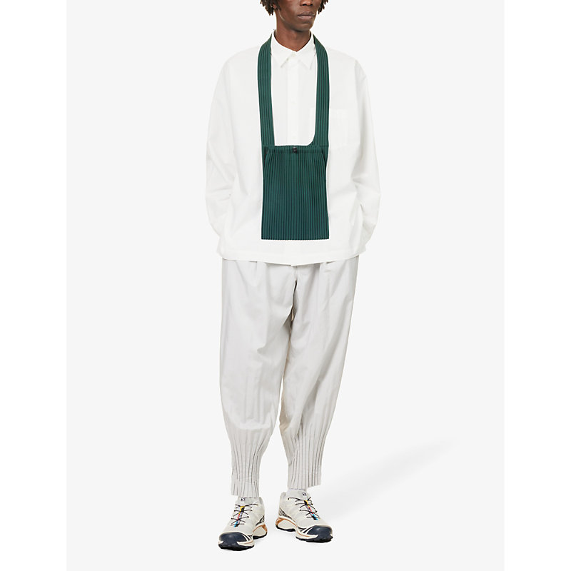 Shop Issey Miyake Homme Plisse  Men's White Streamline Relaxed-fit Cotton-poplin Shirt
