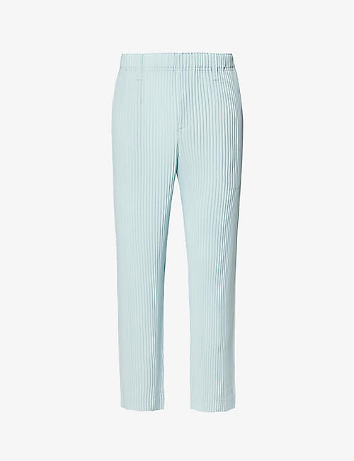HOMME PLISSE ISSEY MIYAKE: Color Pleats elasticated-waistband tapered-leg regular-fit knitted trousers