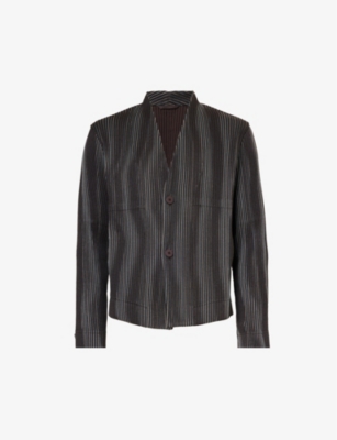 HOMME PLISSE ISSEY MIYAKE: Tweed Pleats single-breasted regular-fit woven jacket