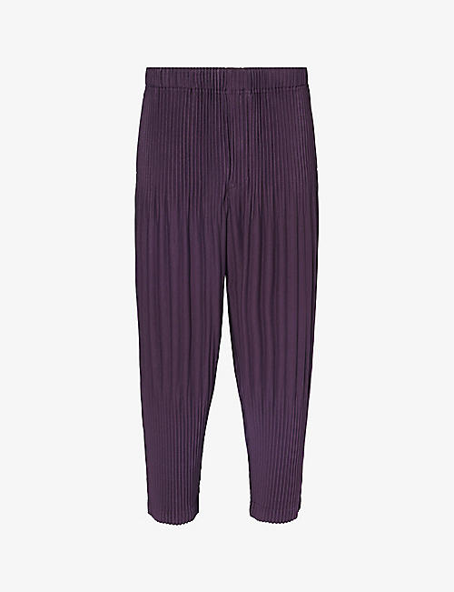 HOMME PLISSE ISSEY MIYAKE: Basic pleated tapered-leg knitted trousers