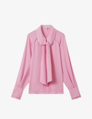 REISS: Ella tie-neck woven blouse