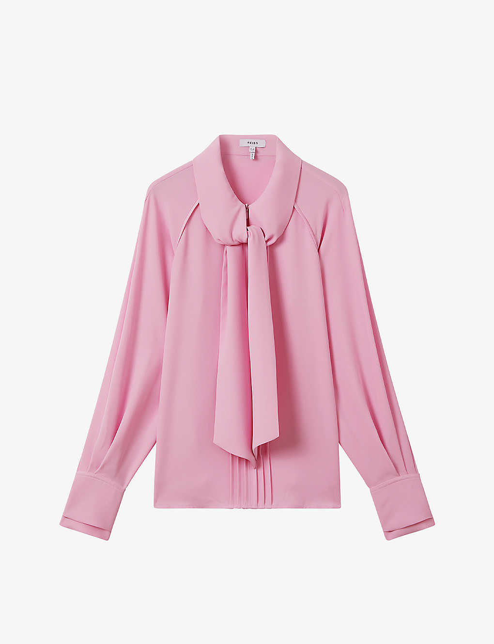 Shop Reiss Women's Pink Ella Tie-neck Woven Blouse