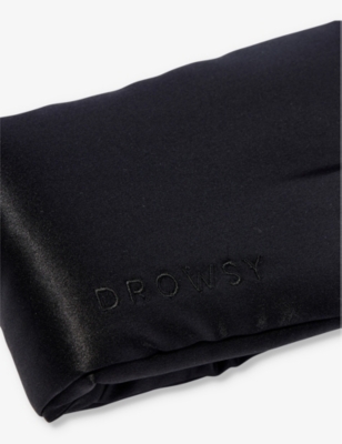 Drowsy Sleep Co Womens Black Jade Brand-embroidered Padded Silk Sleep Mask In Black Jade