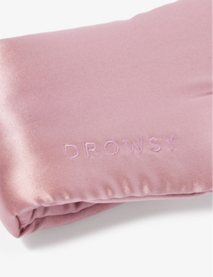 Shop Drowsy Sleep Co Brand-embroidered Padded Silk Sleep Mask In Damask Rose