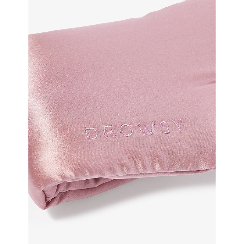 Shop Drowsy Sleep Co Brand-embroidered Padded Silk Sleep Mask In Damask Rose