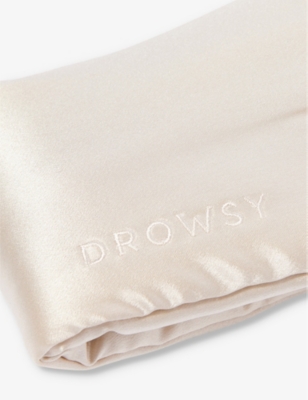 Drowsy Sleep Co Womens Dusty Gold Brand-embroidered Padded Silk Sleep Mask In Dusty Gold