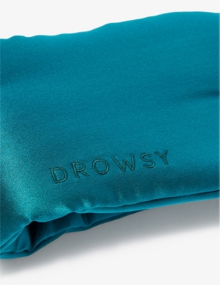 Drowsy Sleep Co Womens Green Sapphire Brand-embroidered Padded Silk Sleep Mask In Green Sapphire
