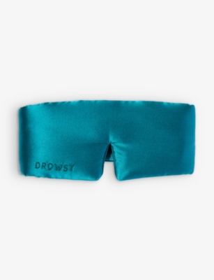 Drowsy Sleep Co Womens Green Sapphire Brand-embroidered Padded Silk Sleep Mask