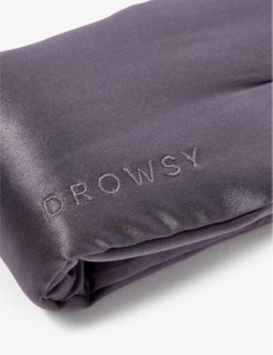 Shop Drowsy Sleep Co Women's Moonlight Shadow Brand-embroidered Padded Silk Sleep Mask In Grey