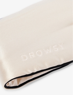 Shop Drowsy Sleep Co Women's Pipe Dreams Dusky/black Brand-embroidered Padded Silk Sleep Mask